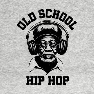 Throwback Tracks: Vintage Old School Hip Hop Design with Elderly Black Man T-Shirt